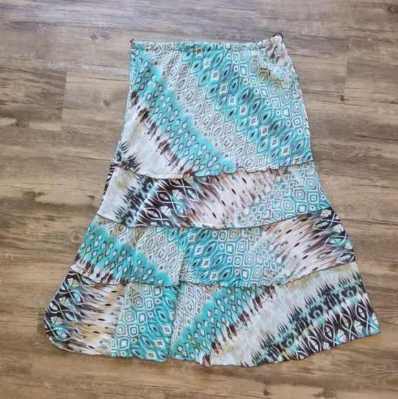 Dressbarn Tiered Mid Calf Boho Maxi Skirt - Picture 3 of 4